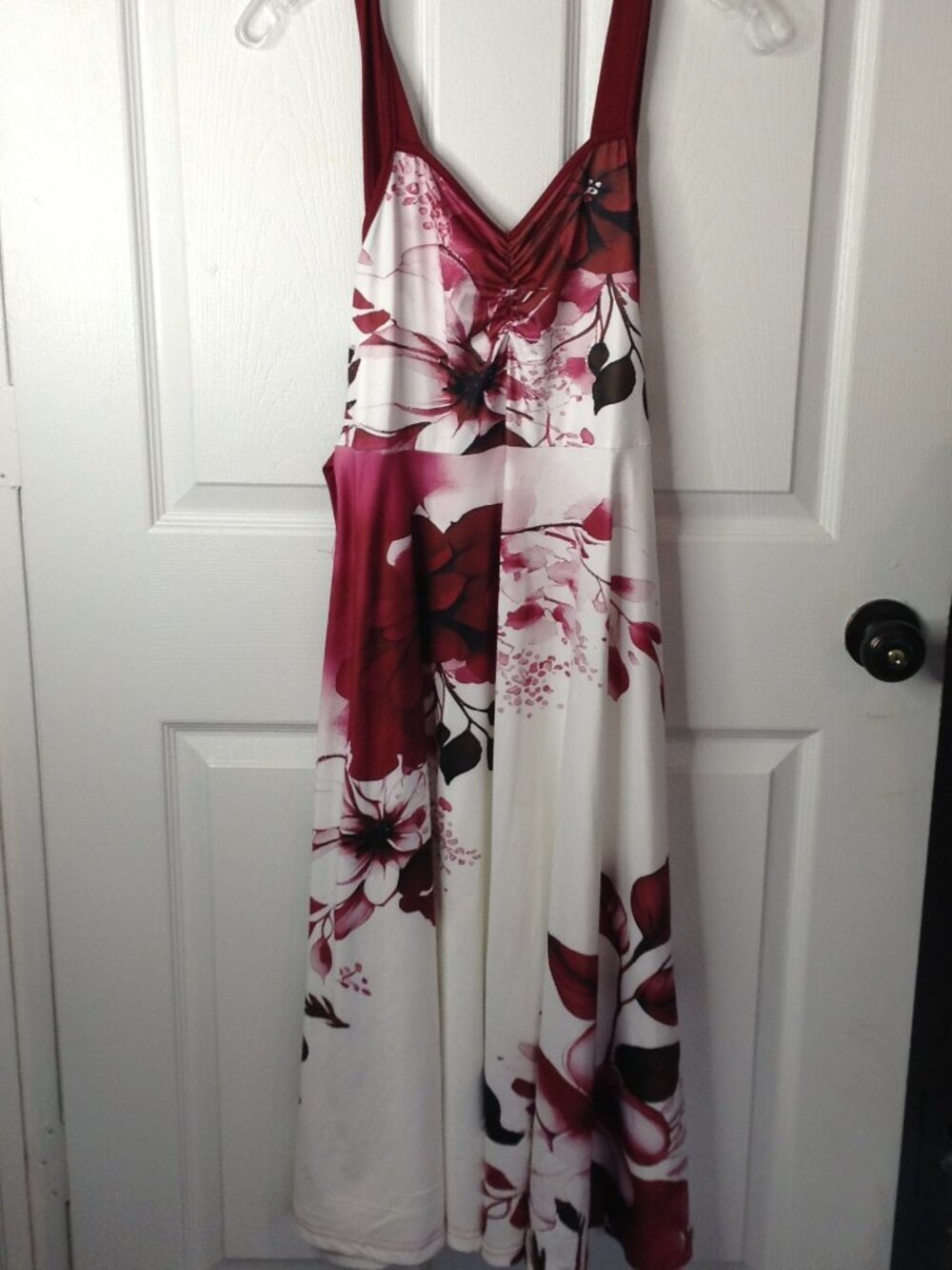 NWOT "L" Maroon/Black Bolero jacketed Sundress straps Floral V-Neck A-line Chic